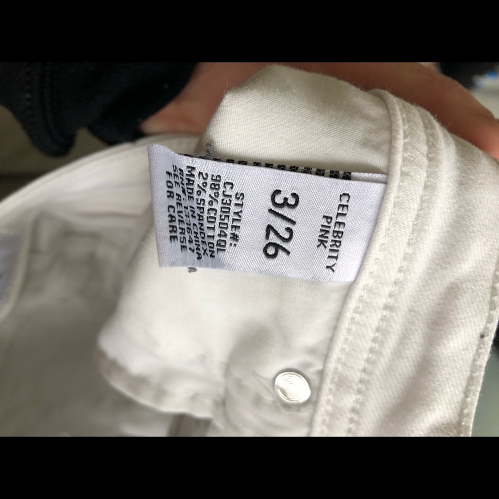 Celebrity pink white denim shorts